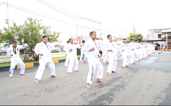 Penuhi Syarat UKP, Polres Lhokseumawe Uji Kemampuan Beladiri Personel